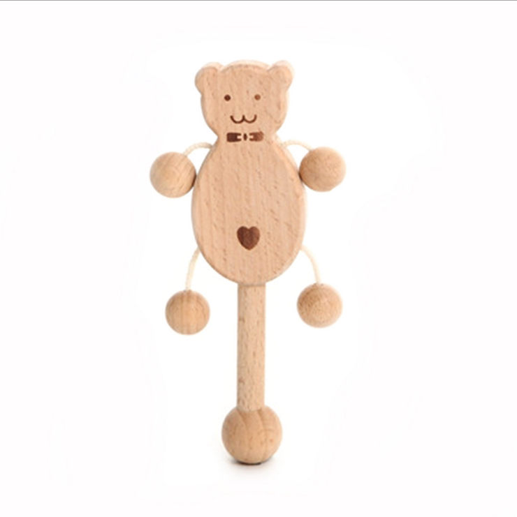 Organic Wooden Baby Crochet Rattle Set - Montessori Sensory Gift Box