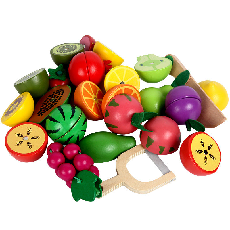 Wooden magnetic cut fruits and vegetables