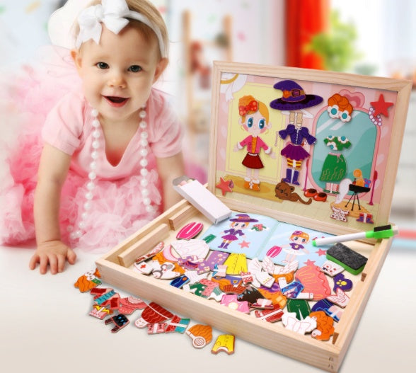 Wooden children's magnetic puzzle imposition