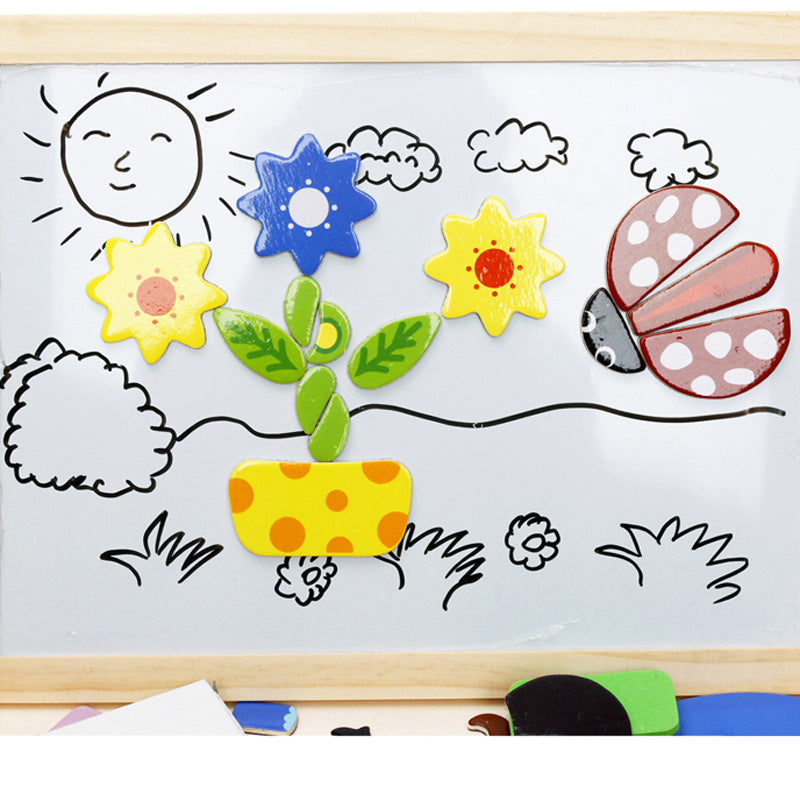 Wooden children's magnetic puzzle imposition