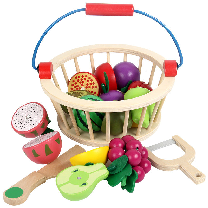 Wooden magnetic cut fruits and vegetables