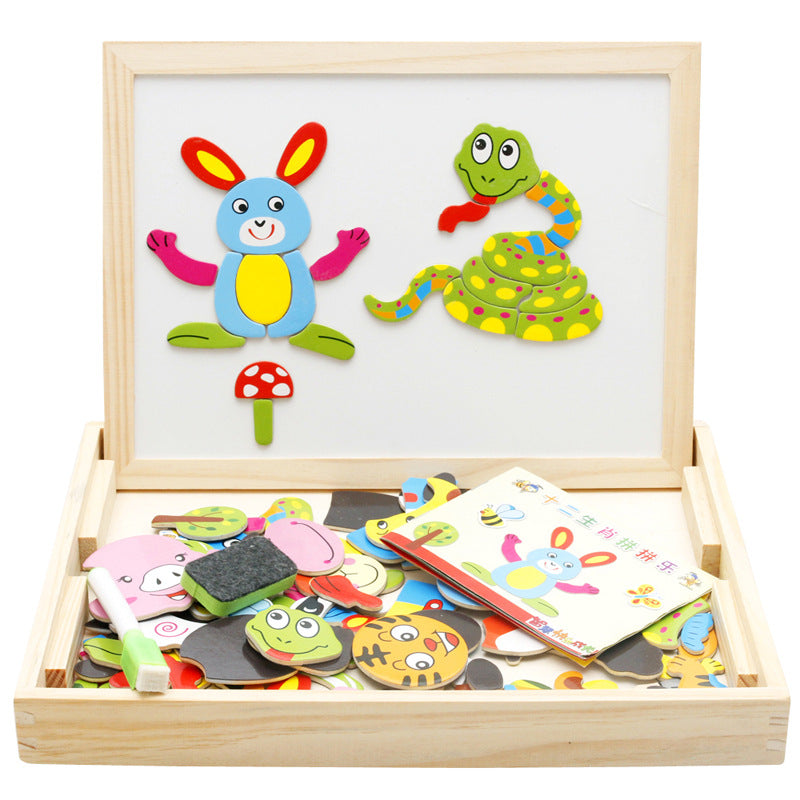 Wooden children's magnetic puzzle imposition
