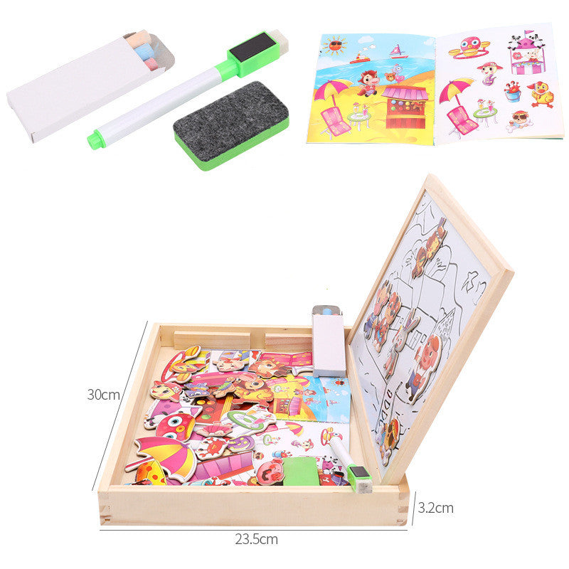 Wooden children's magnetic puzzle imposition